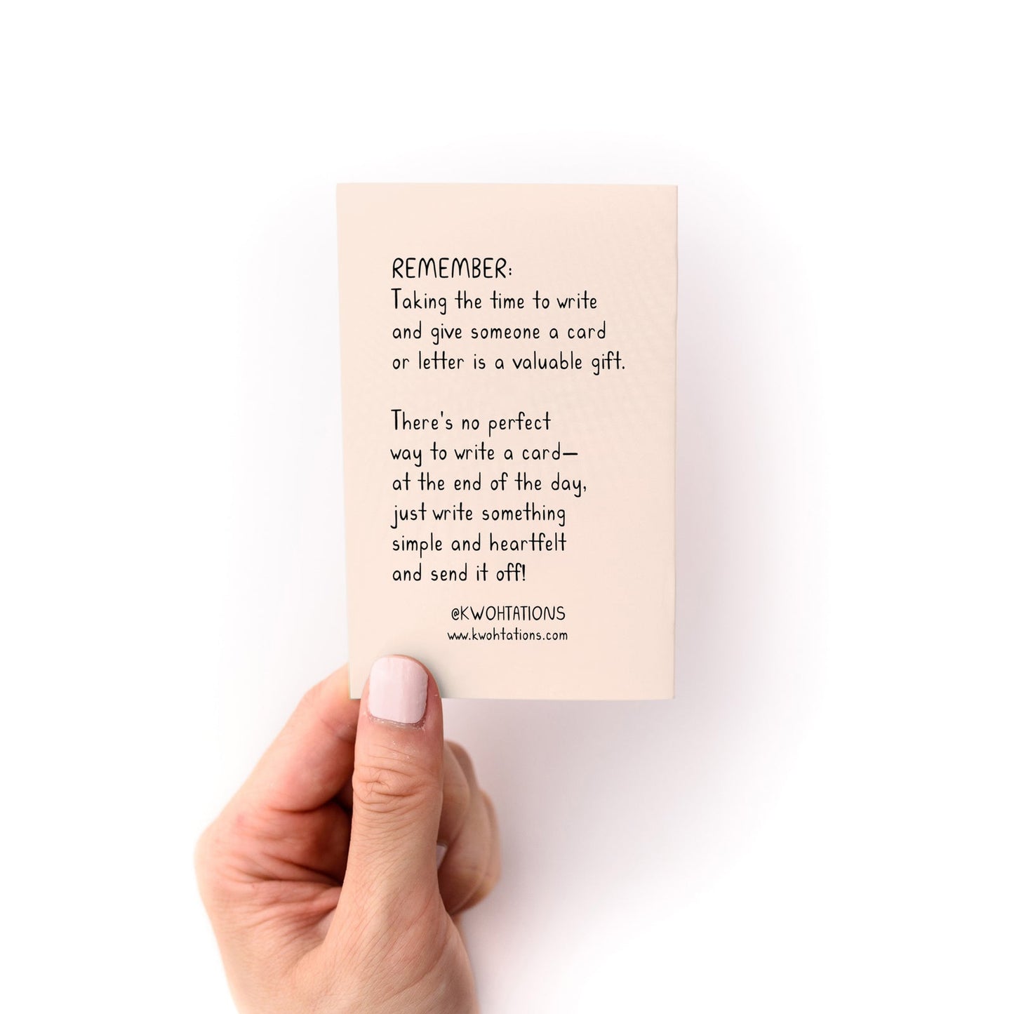 Card-writing zine back cover with “REMEMBER” and reminder text