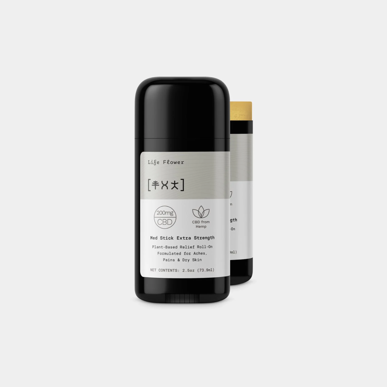 Extra-strength CBD roll-on stick container, black tube with label