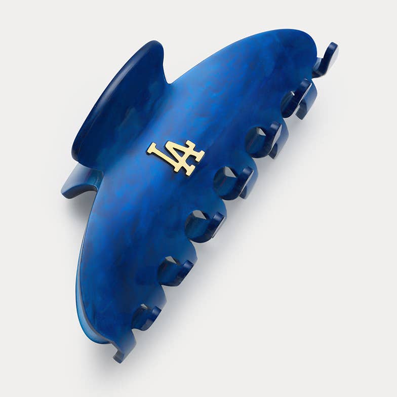 Blue claw clip with gold LA Dodgers logo