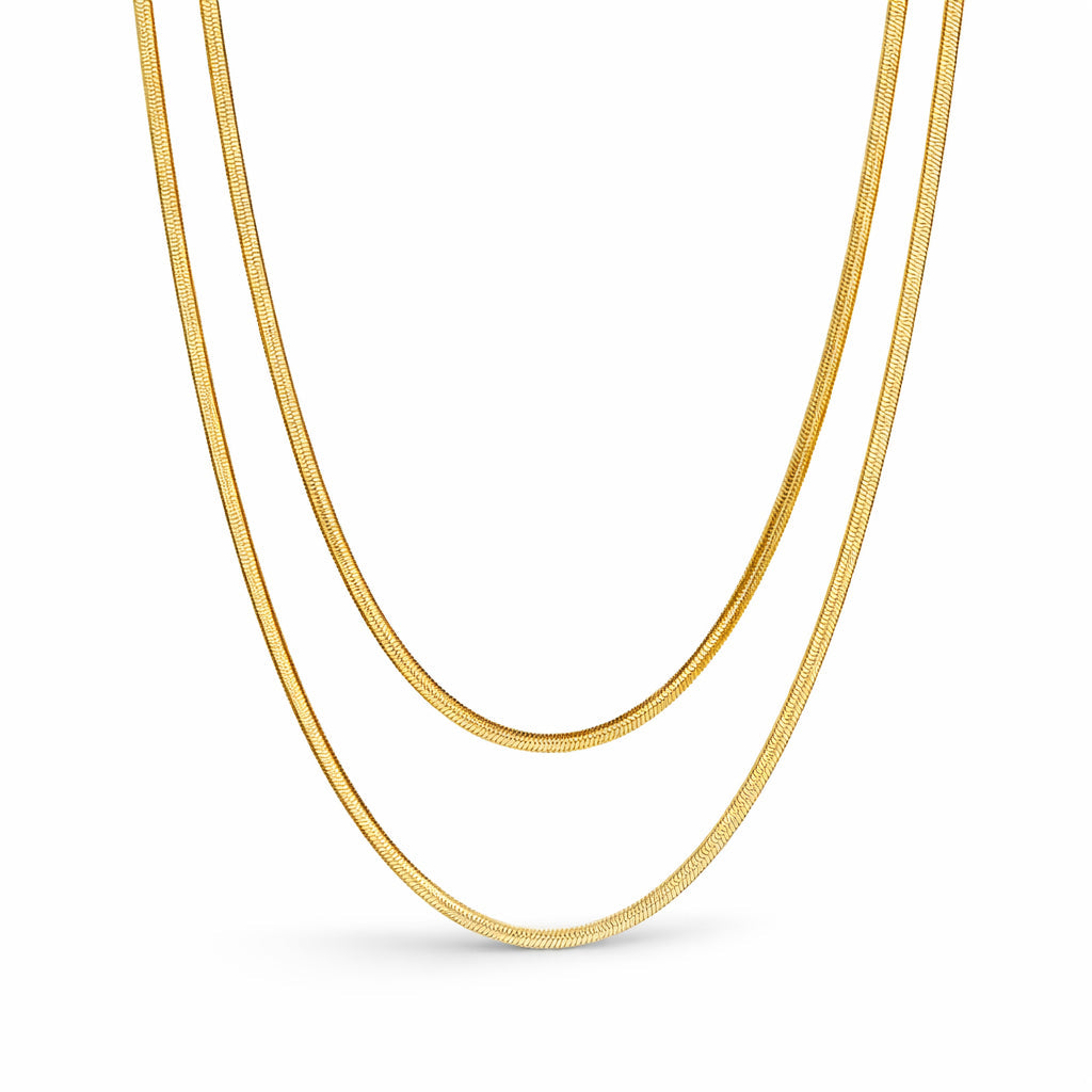 Gold-tone link chain necklace with two layered strands