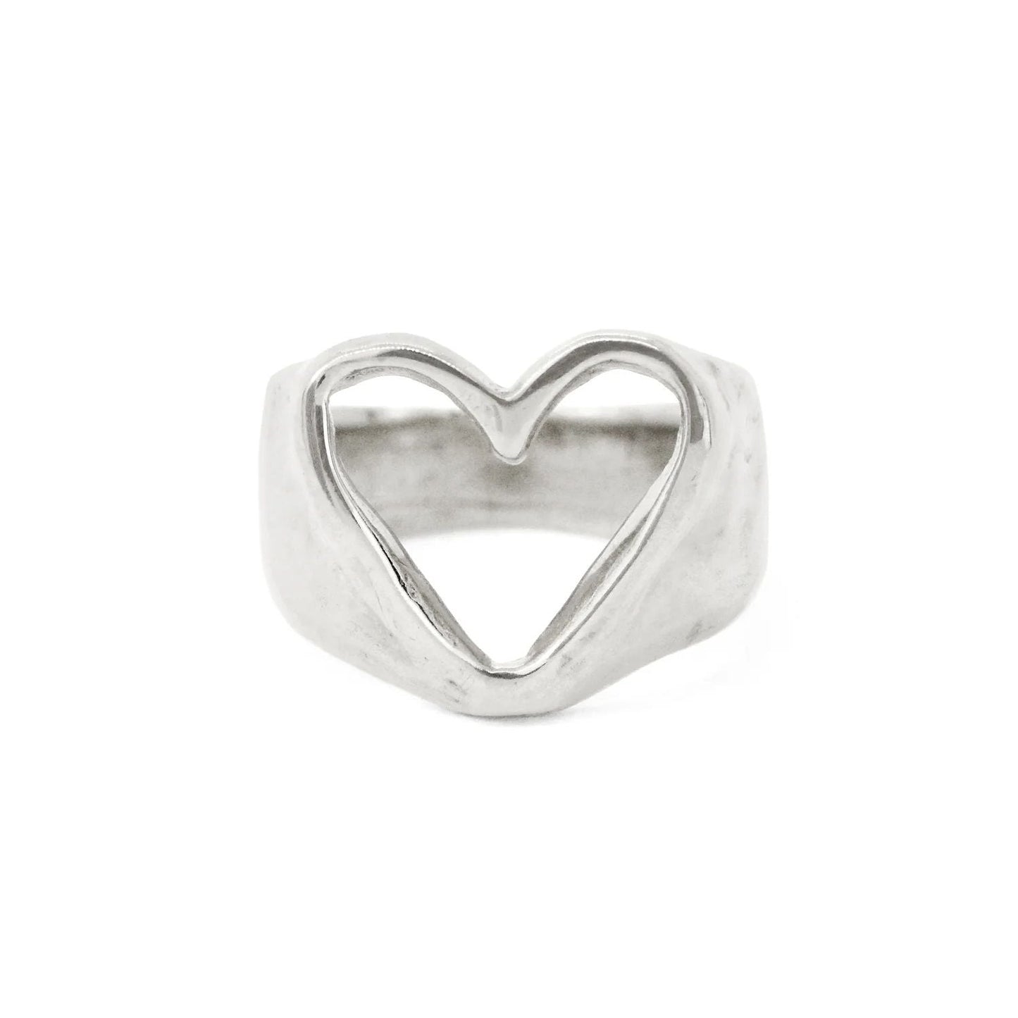 Silver open-heart ring size 6 with polished band and heart-shaped opening
