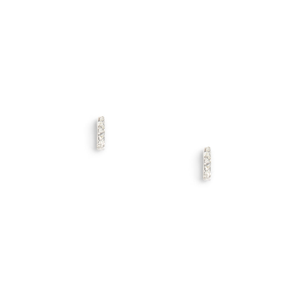 Sterling silver diamond-dusted mini column stud earrings, rectangular sparkle studs
