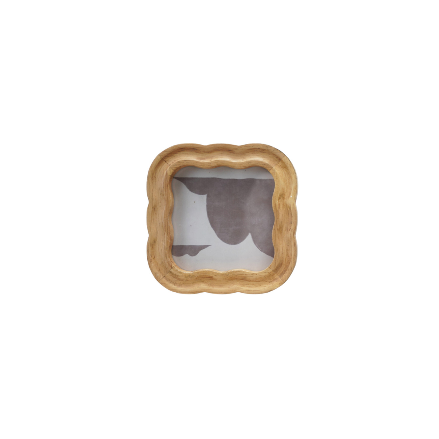 Light rubber wood square picture frame with rounded scalloped edges