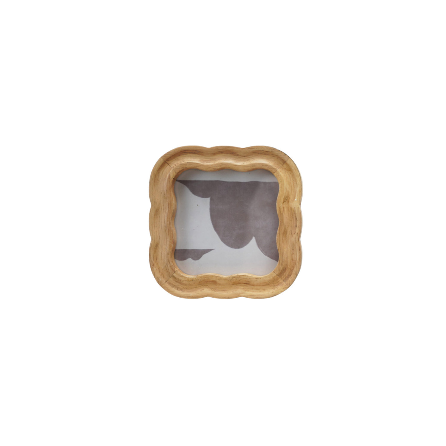 Light rubber wood square picture frame with rounded scalloped edges
