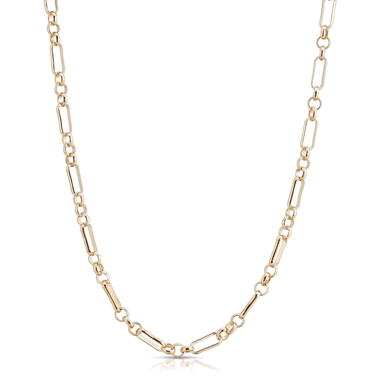 Gold-tone small multi-link chain necklace with clasp and ring links