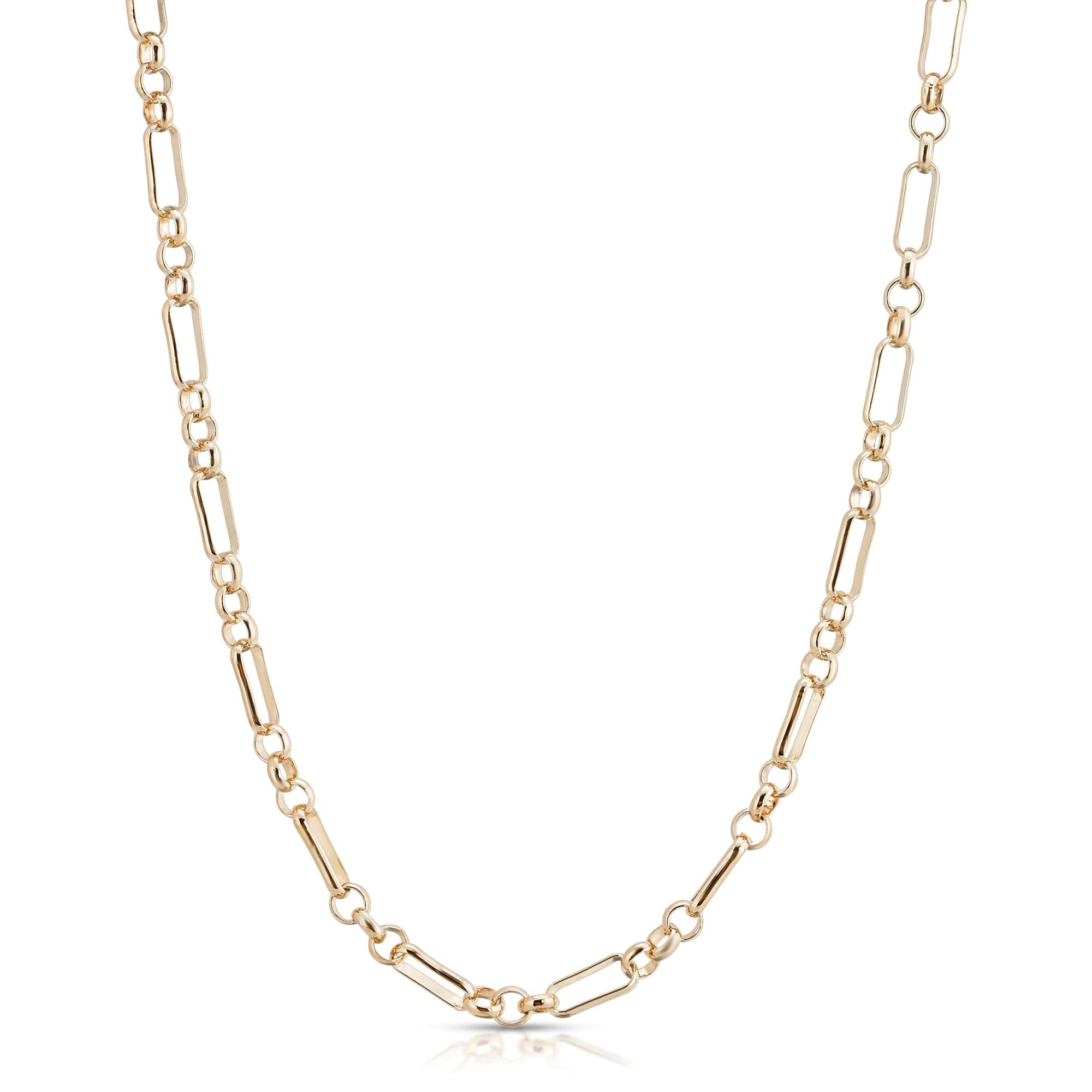Gold-tone small multi-link chain necklace with clasp and ring links