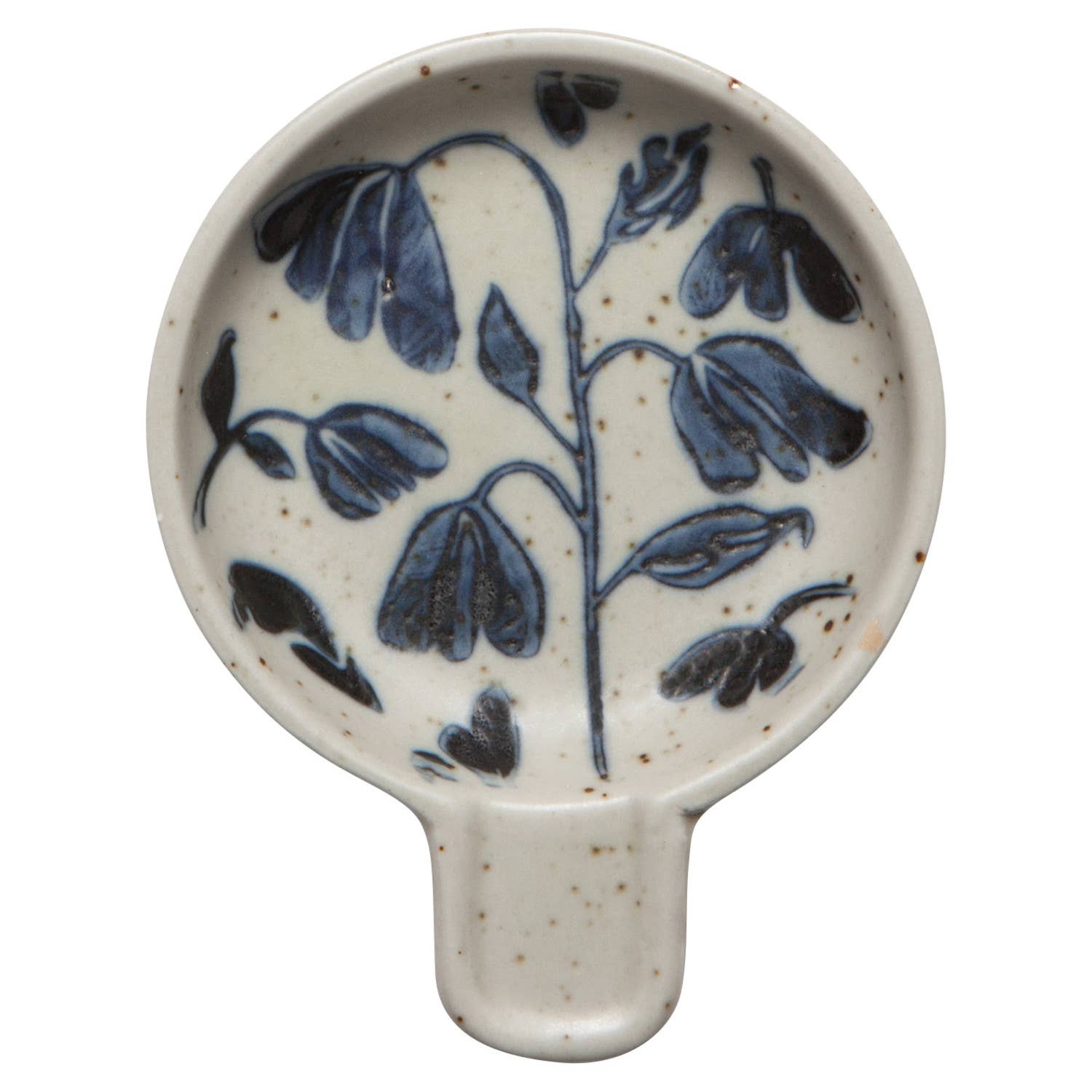 Amuse bouche plate: off-white ceramic with blue posy floral print, single serving