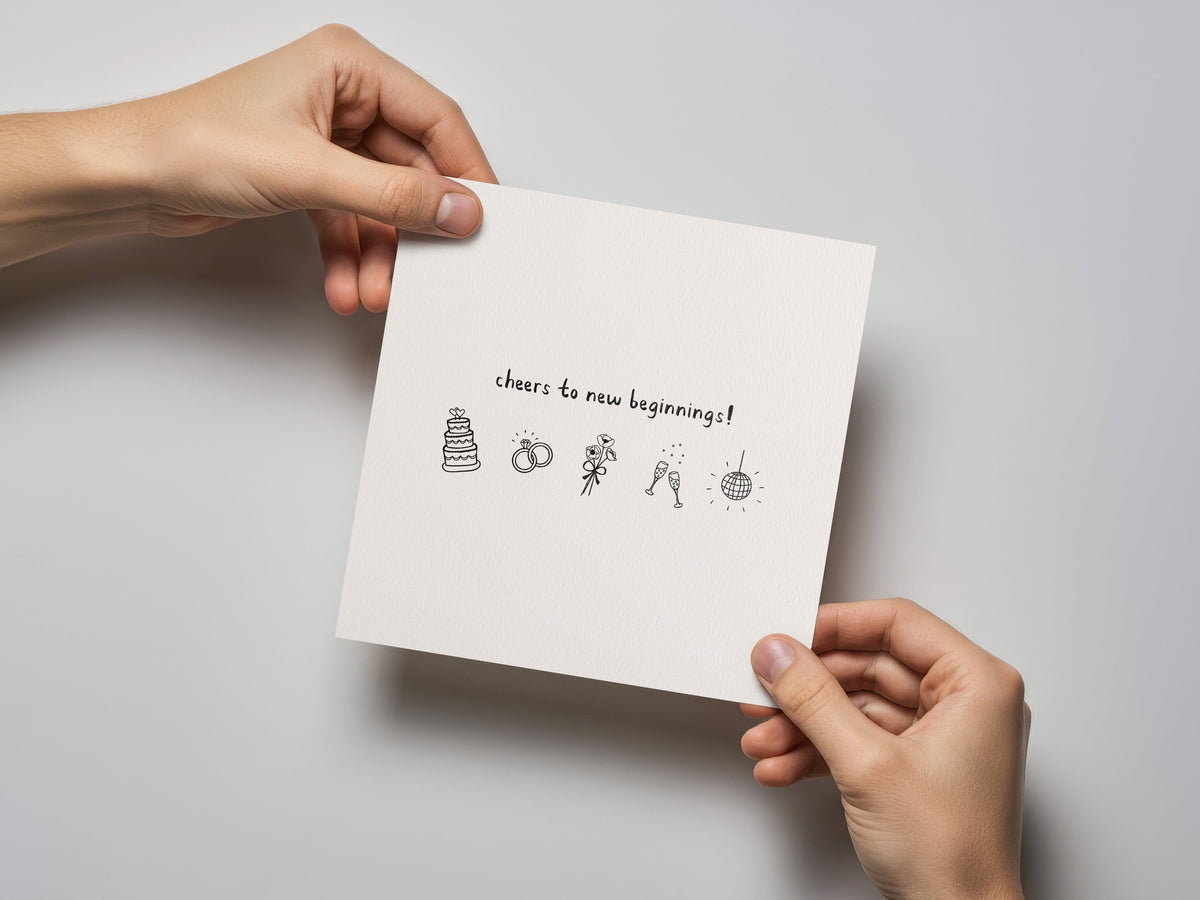 Cheers To New Beginnings Wedding Letterpress Card