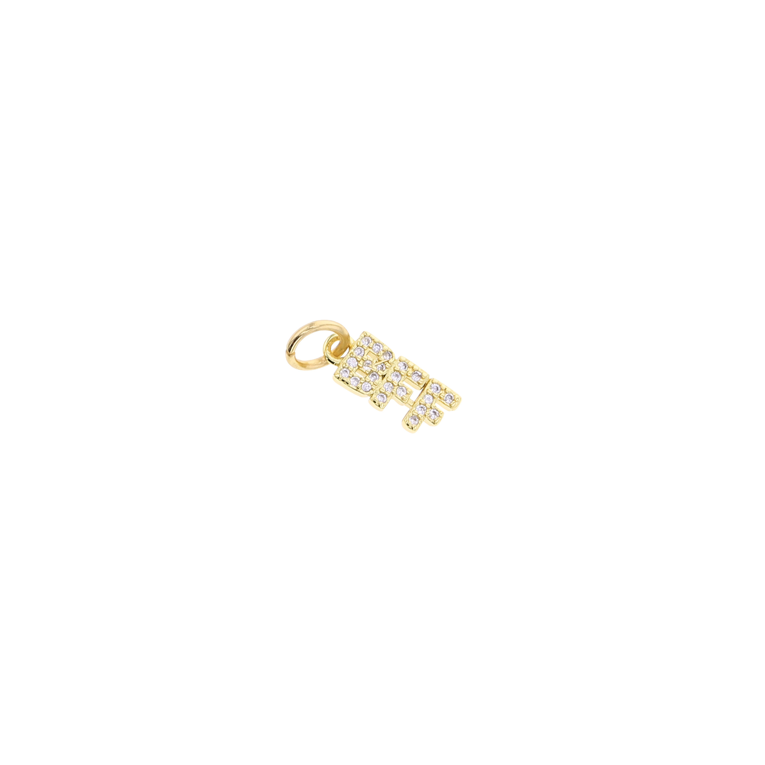 Gold CZ BFF letter charm pendant