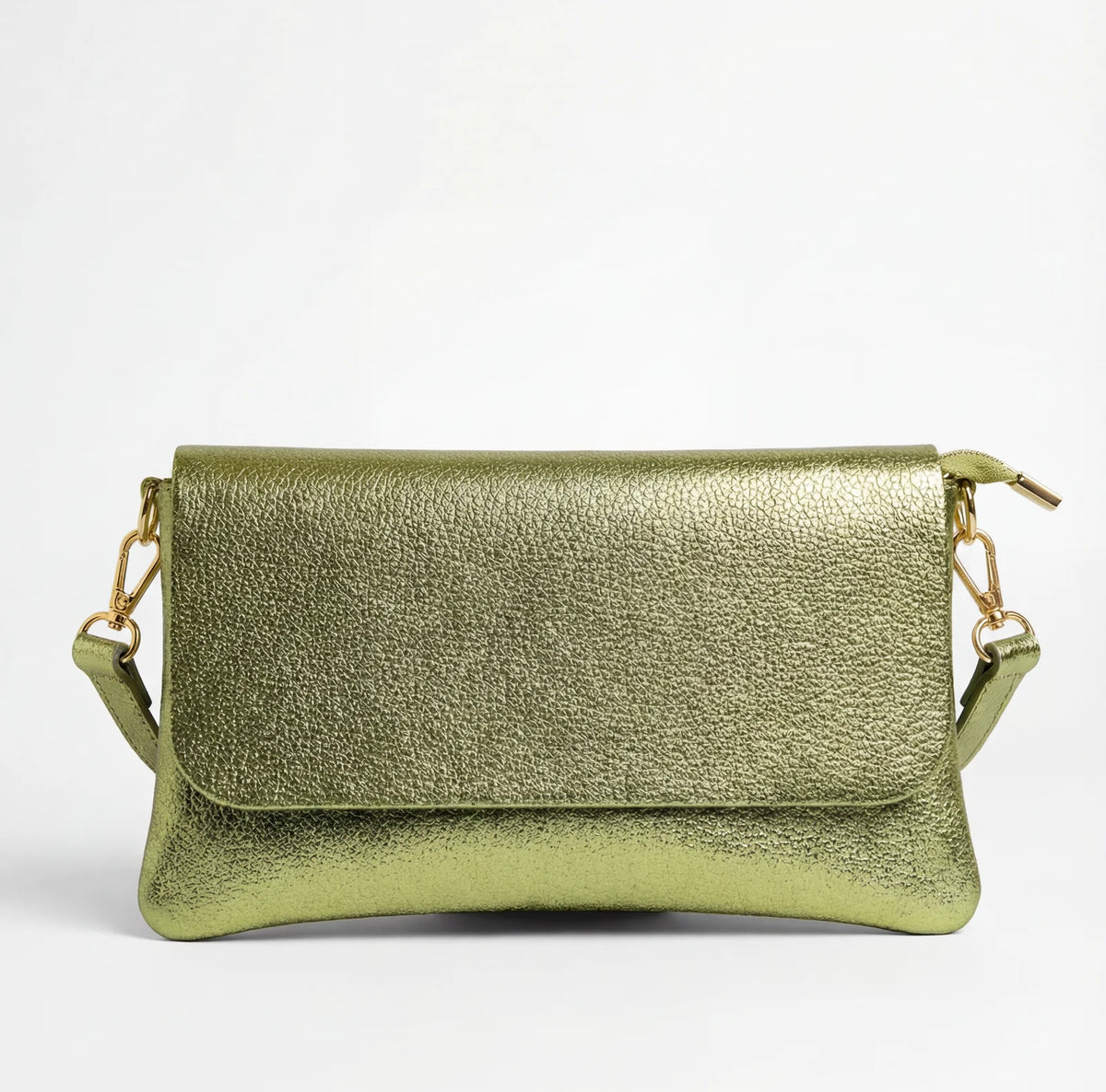 Metallic Leather Crossbody - Pistachio