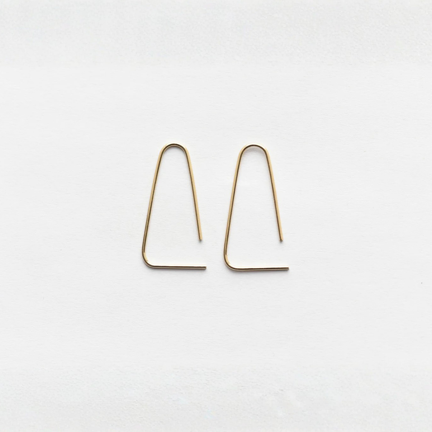 Medium rounded triangle threader earrings, gold-tone wire loops