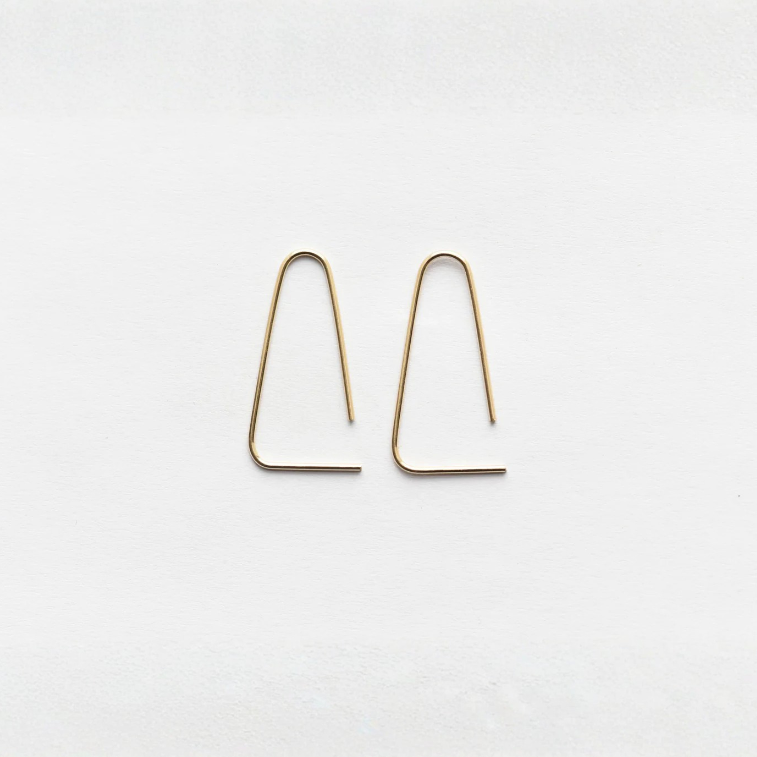 Medium rounded triangle threader earrings, gold-tone wire loops