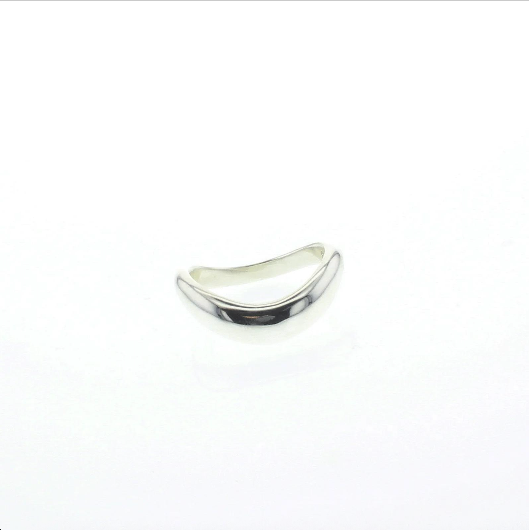 Sterling silver offshore ring with smooth curved wave design