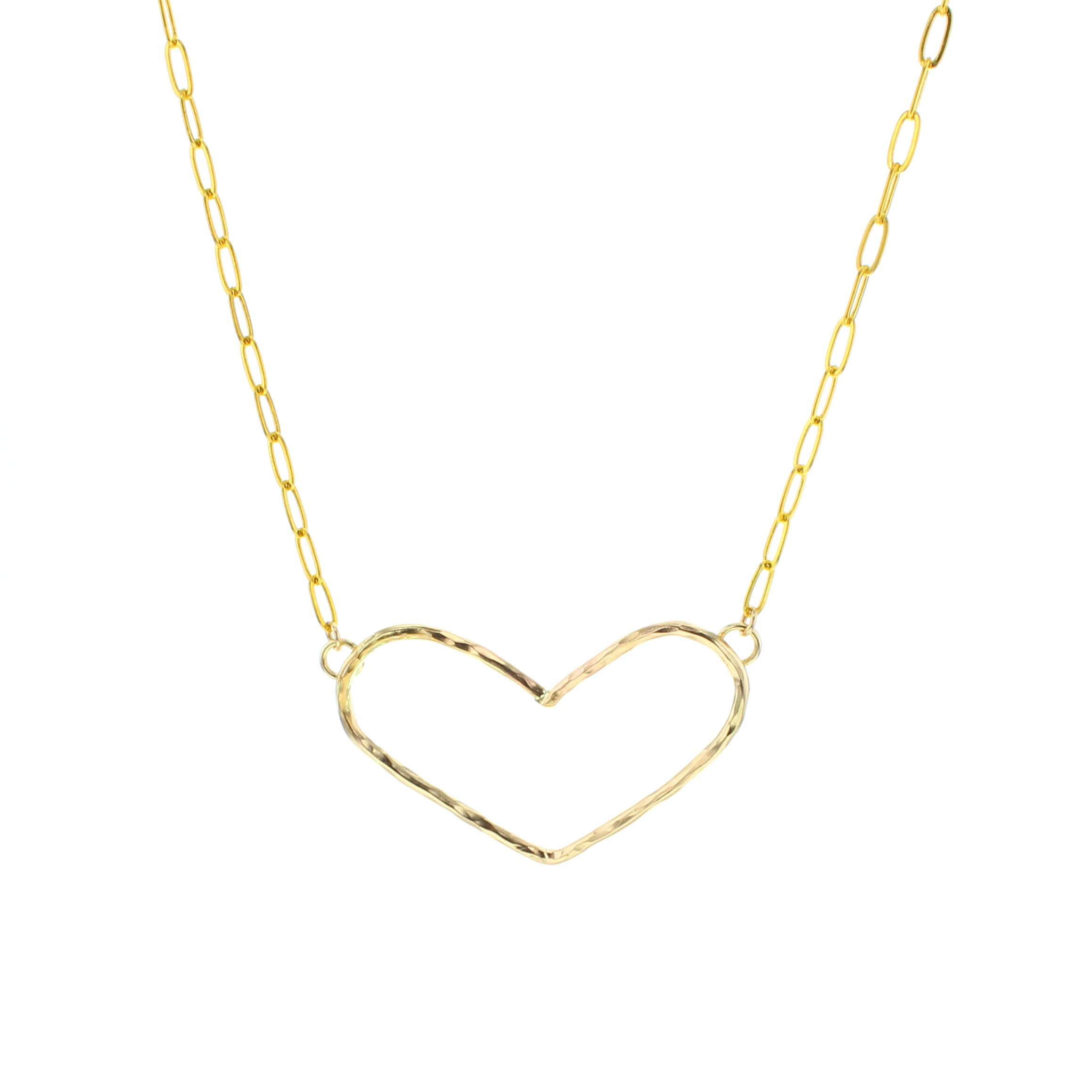 Gold-tone chain necklace with heart-shaped pendant