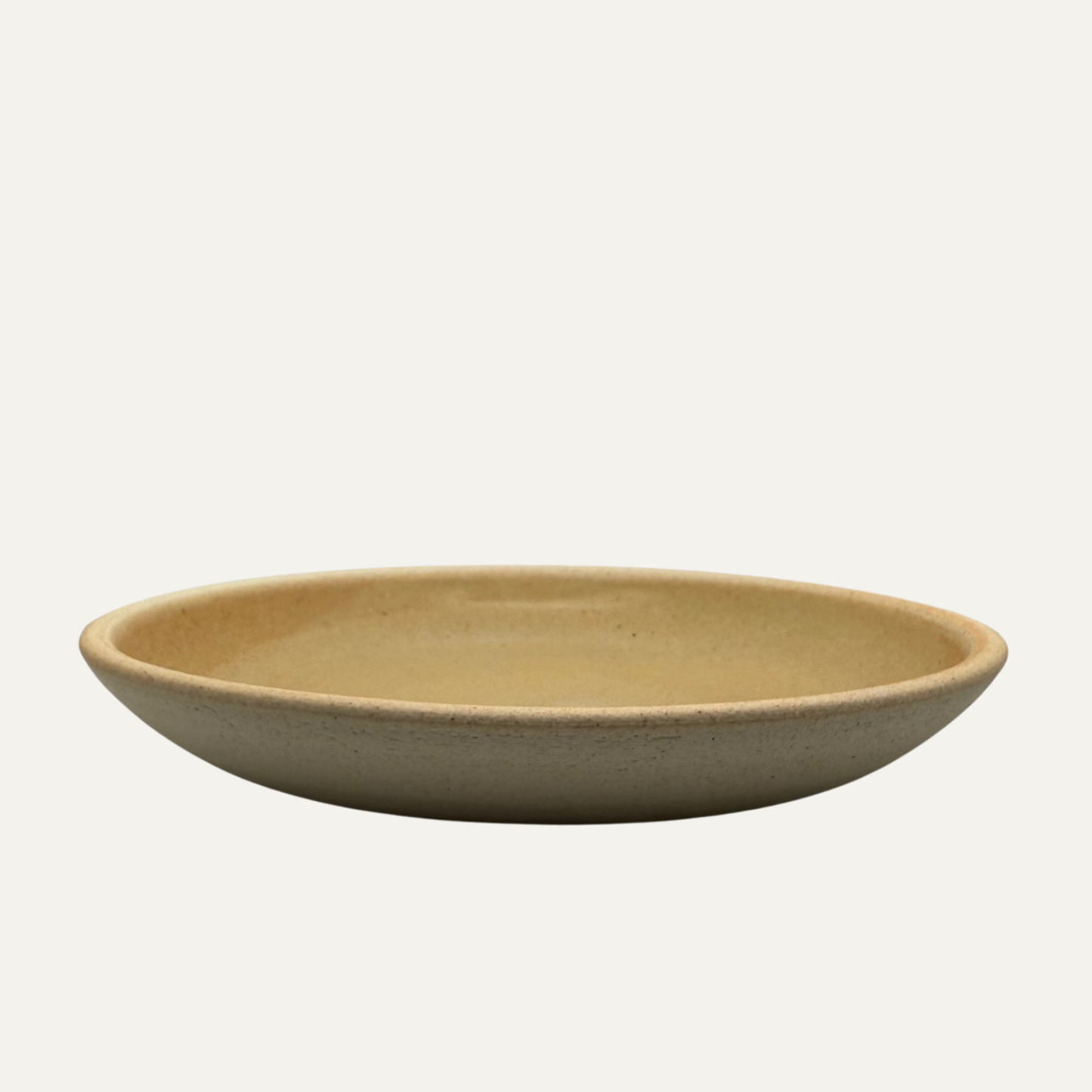Matte glazed deep dish plate, maize yellow, 8.5 in, side profile