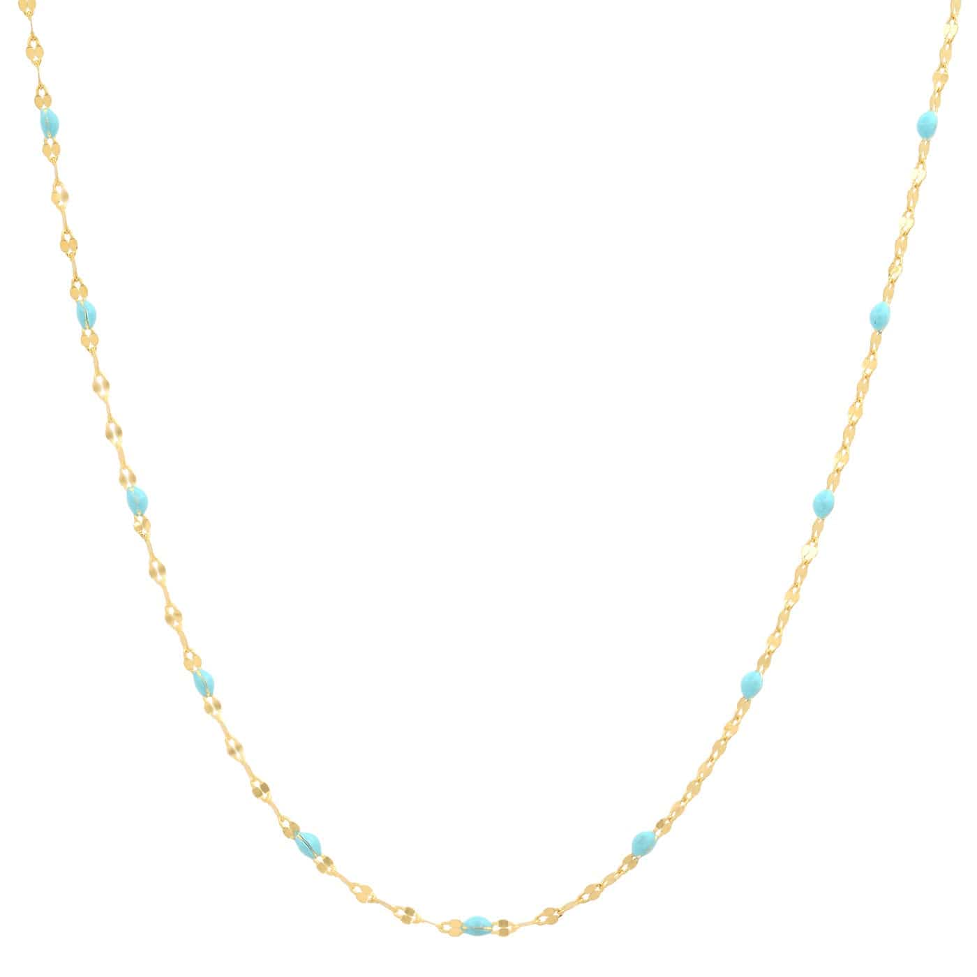 Gold vermeil chain necklace with light blue enamel stations