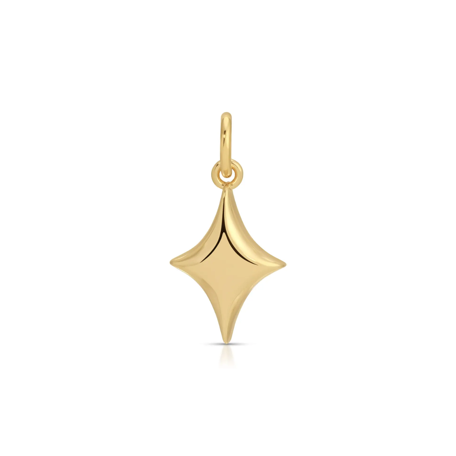Gold star drop charm with small ring loop, hanging from a bail