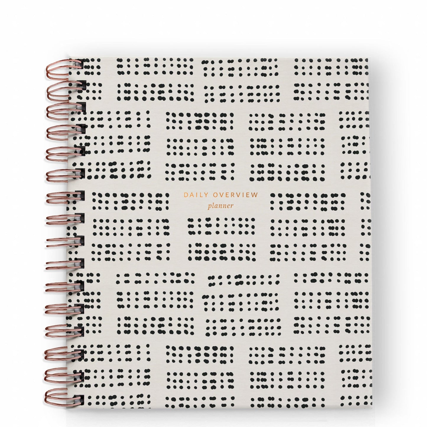 Dotty spiral-bound daily overview planner with black dot grid cover