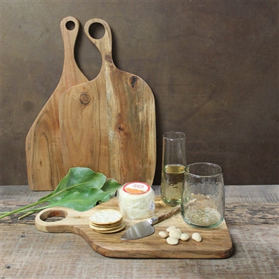 Acacia wood cutting boards with loop handles and hanging holes, round-corner rectangular