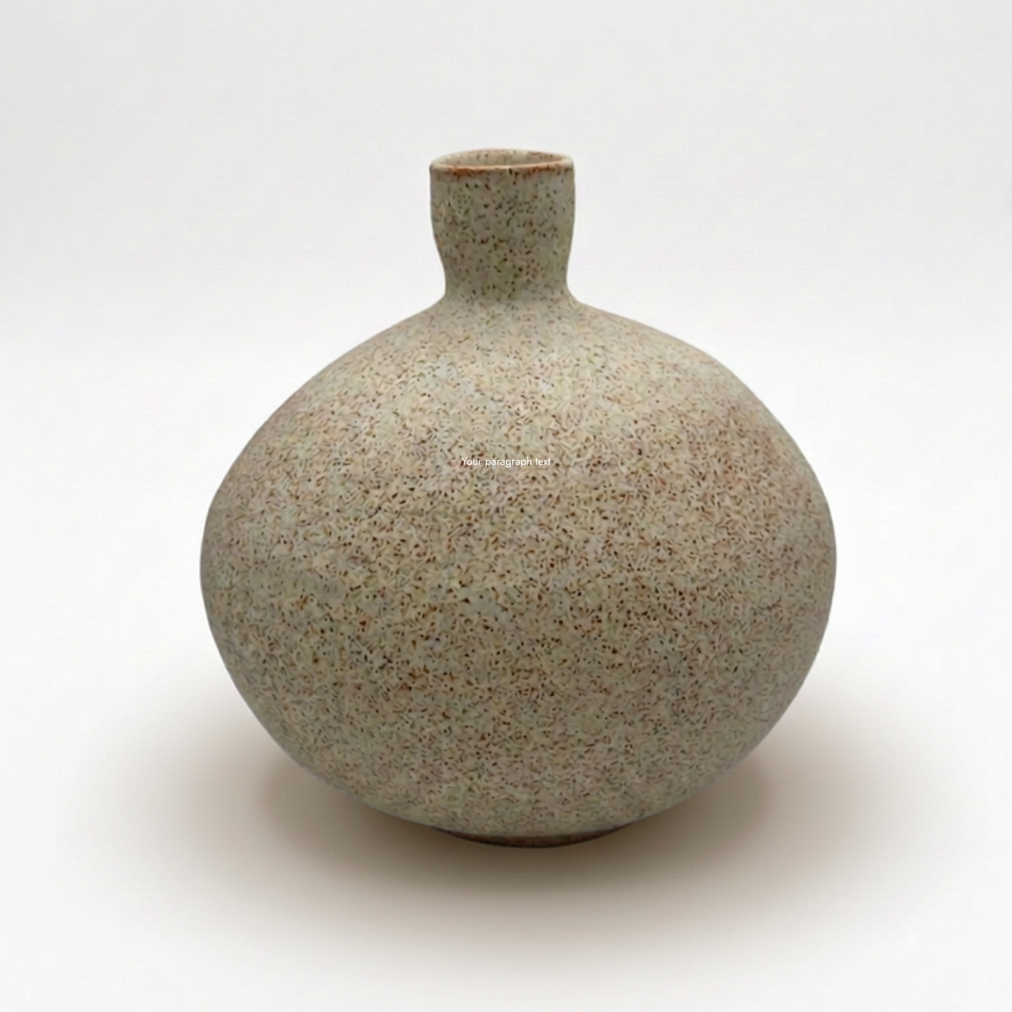 Matte ivory speckled ceramic pot with small neck and bulbous rounded body