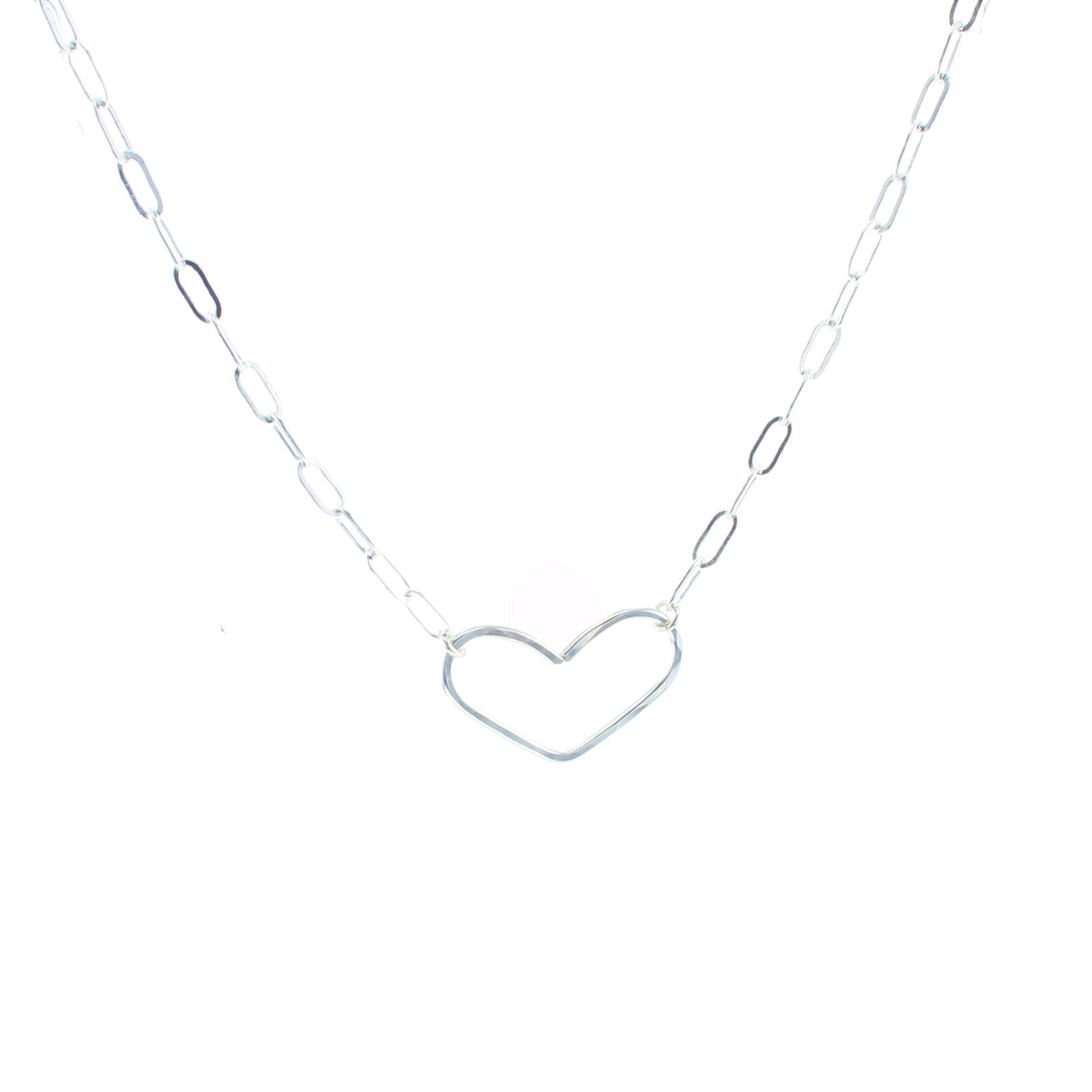 Sterling silver chain necklace with heart-shaped lover pendant