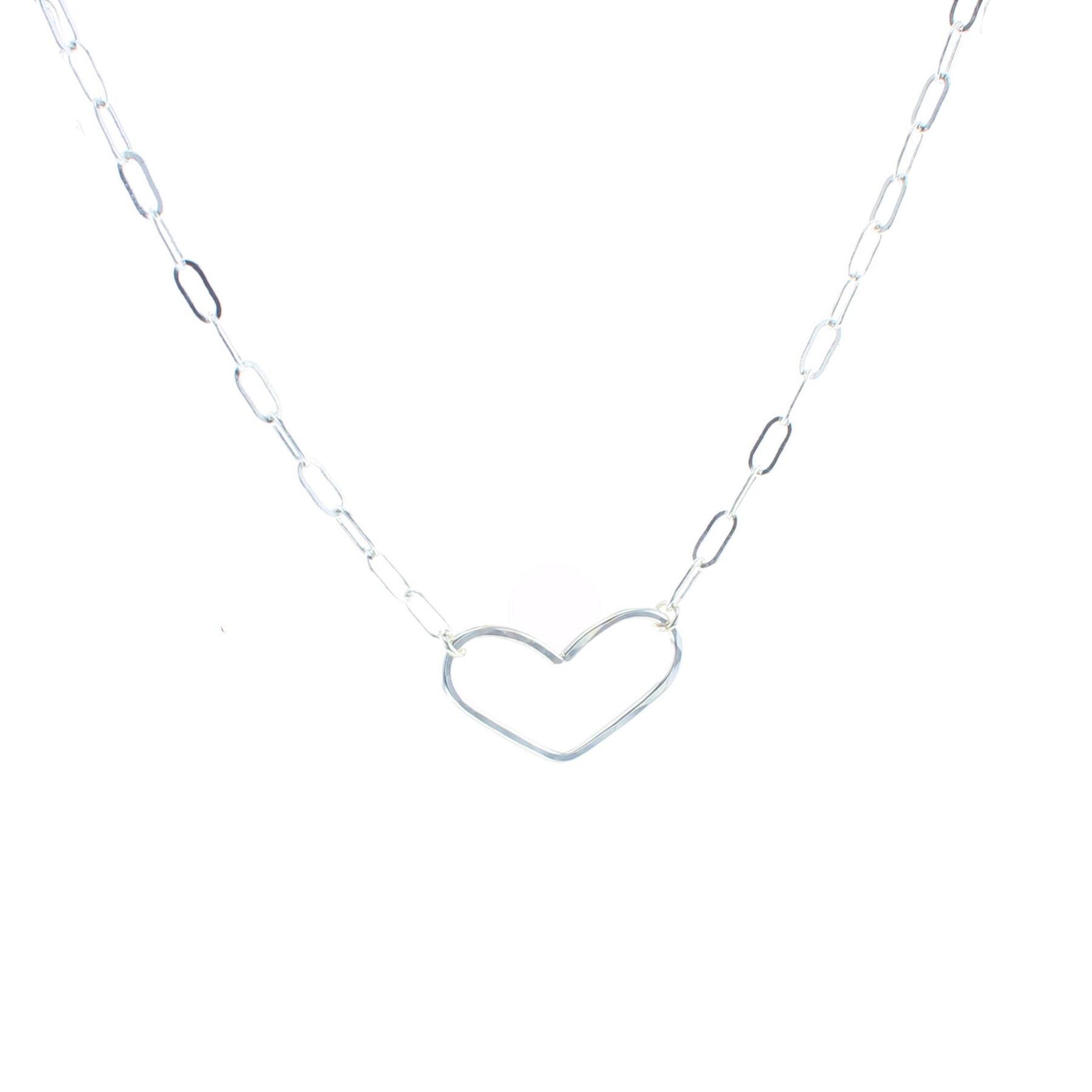 Sterling silver chain necklace with heart-shaped lover pendant