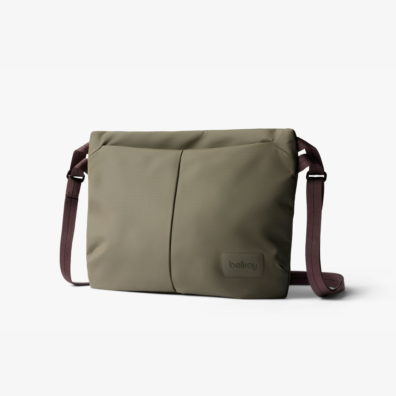 Laneway crossbody bag, olive green with burgundy strap and front seam pocket