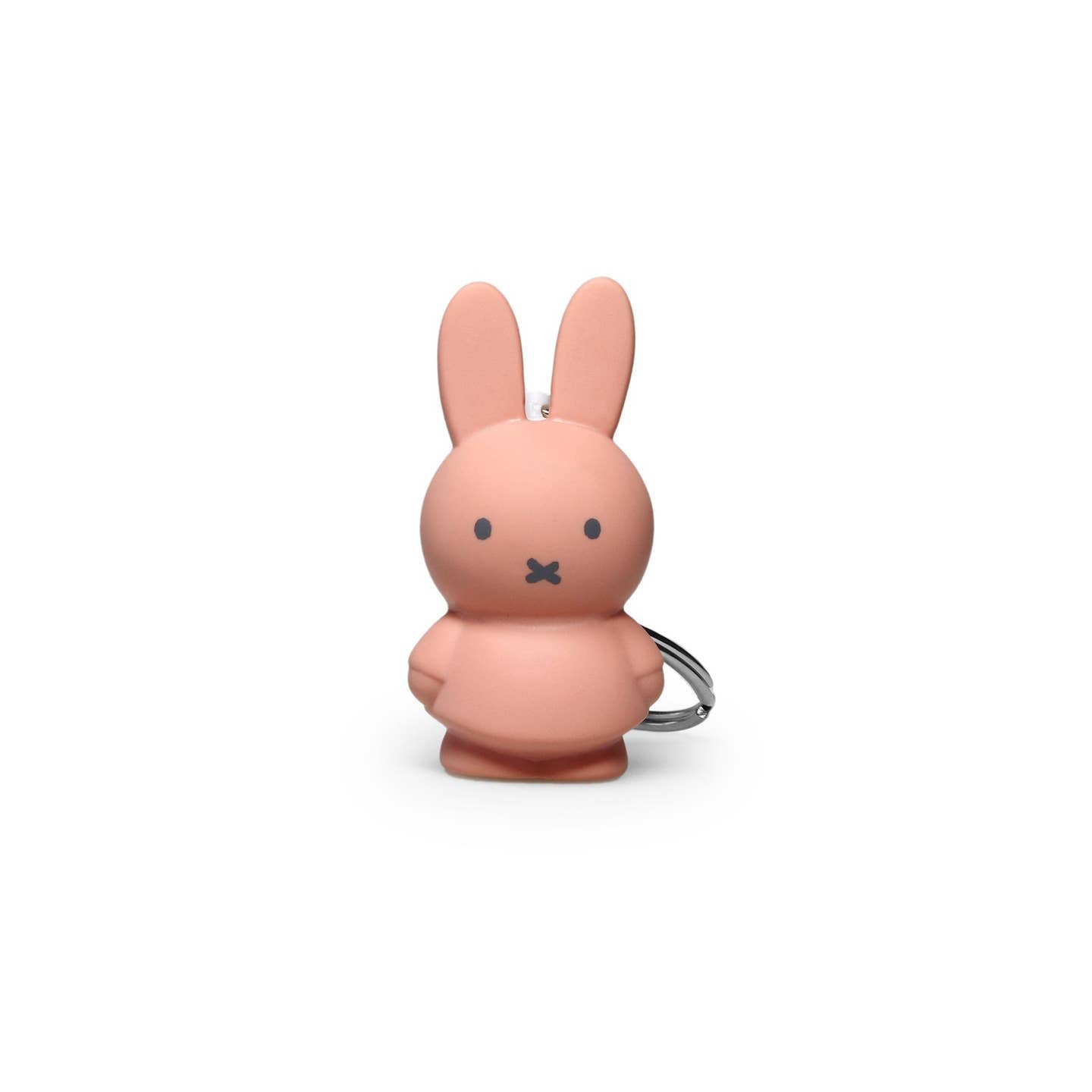 Pink Miffy rabbit keychain figurine with metal keyring loop