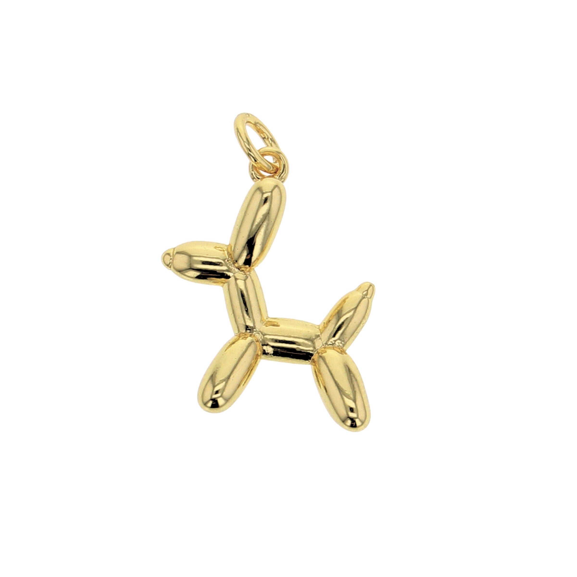 Gold balloon dog charm with loop bail