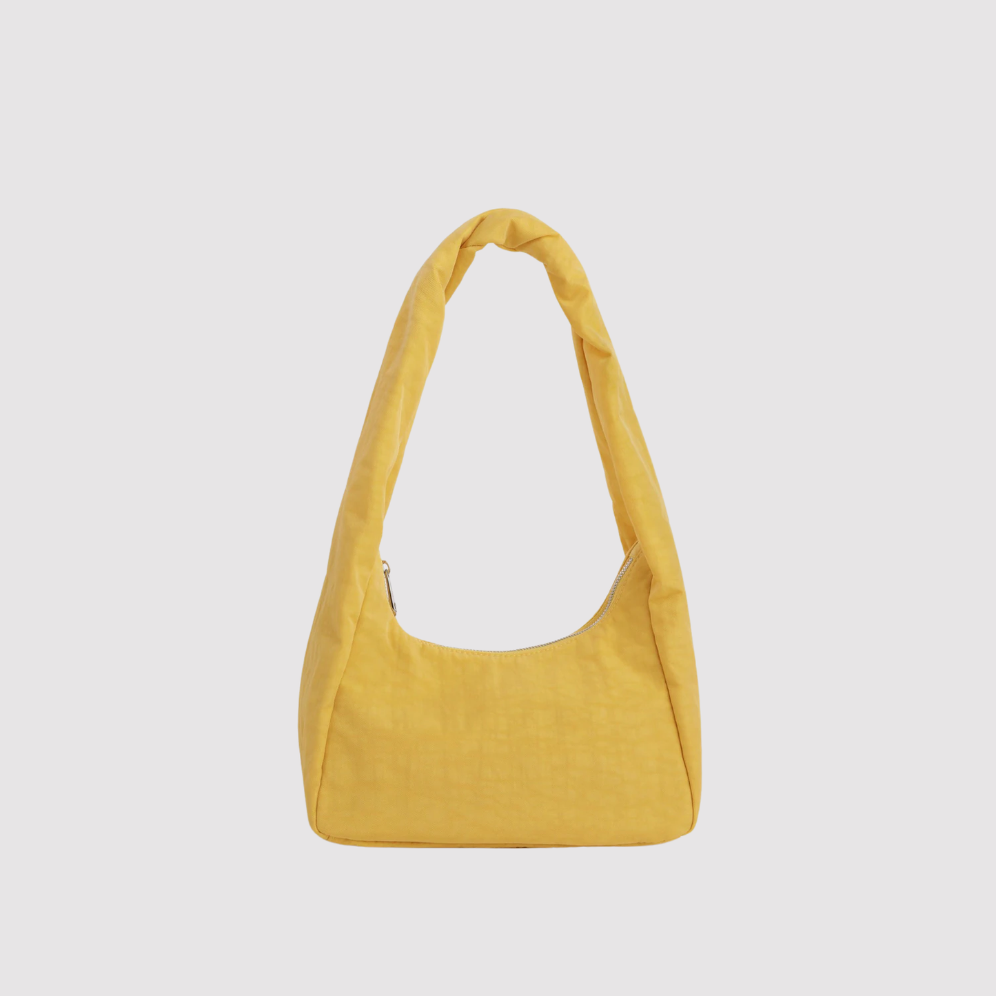 Meringue-style small nylon bag in yellow with wide top handle