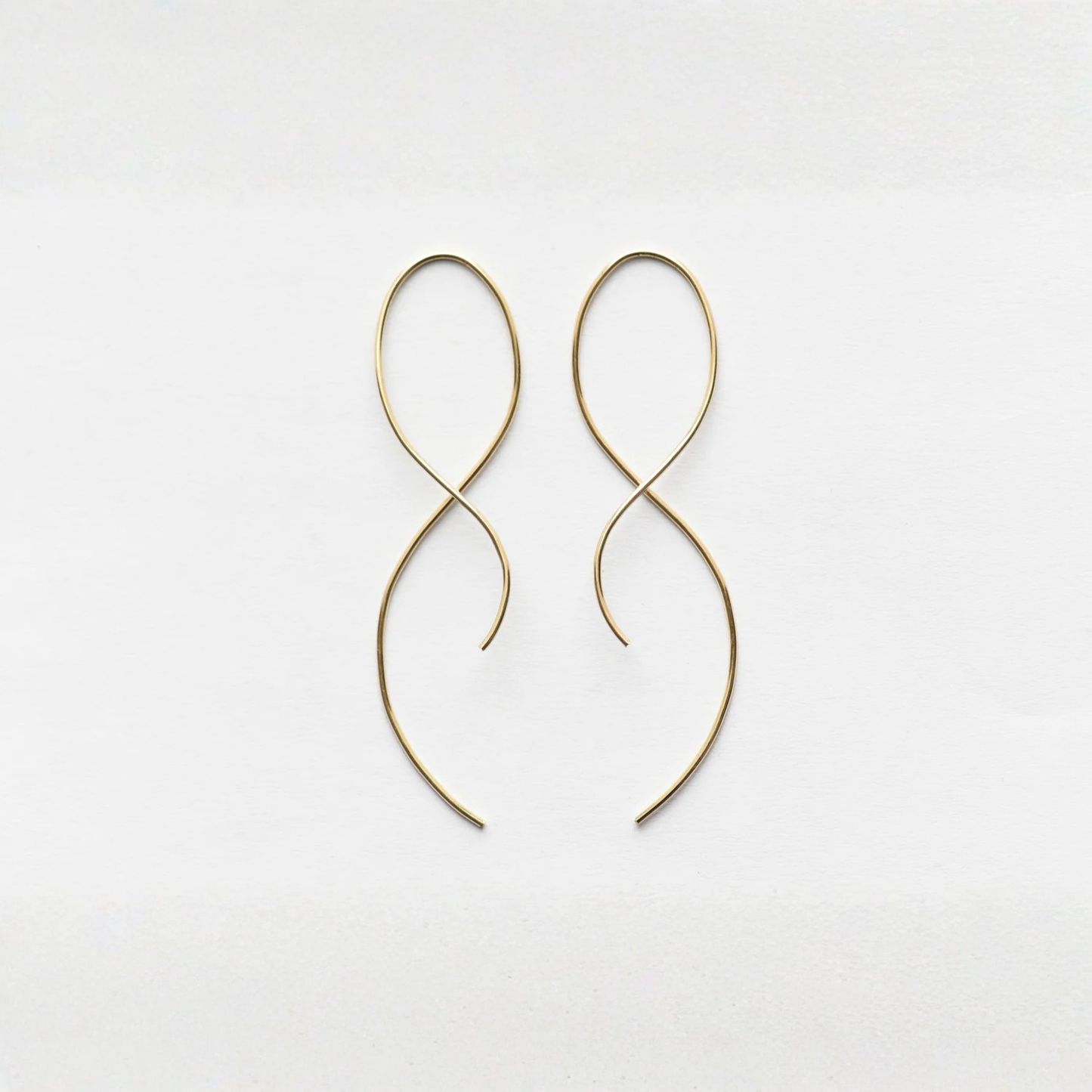 Large gold twist threader earrings, open loop design