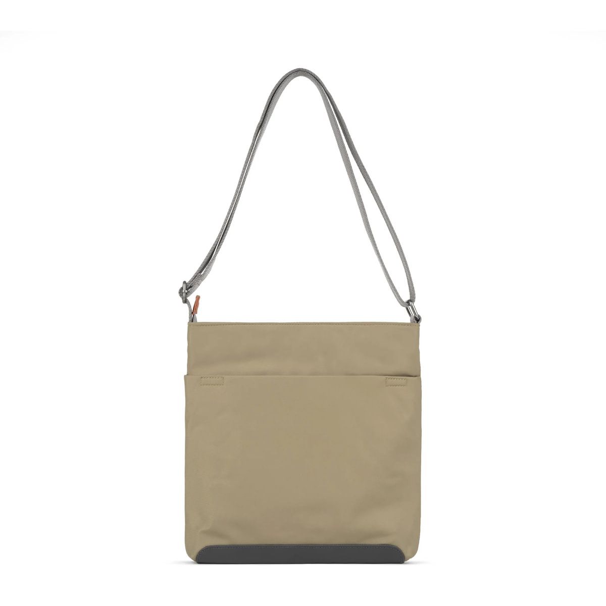 Beige sustainable nylon crossbody bag with adjustable shoulder straps