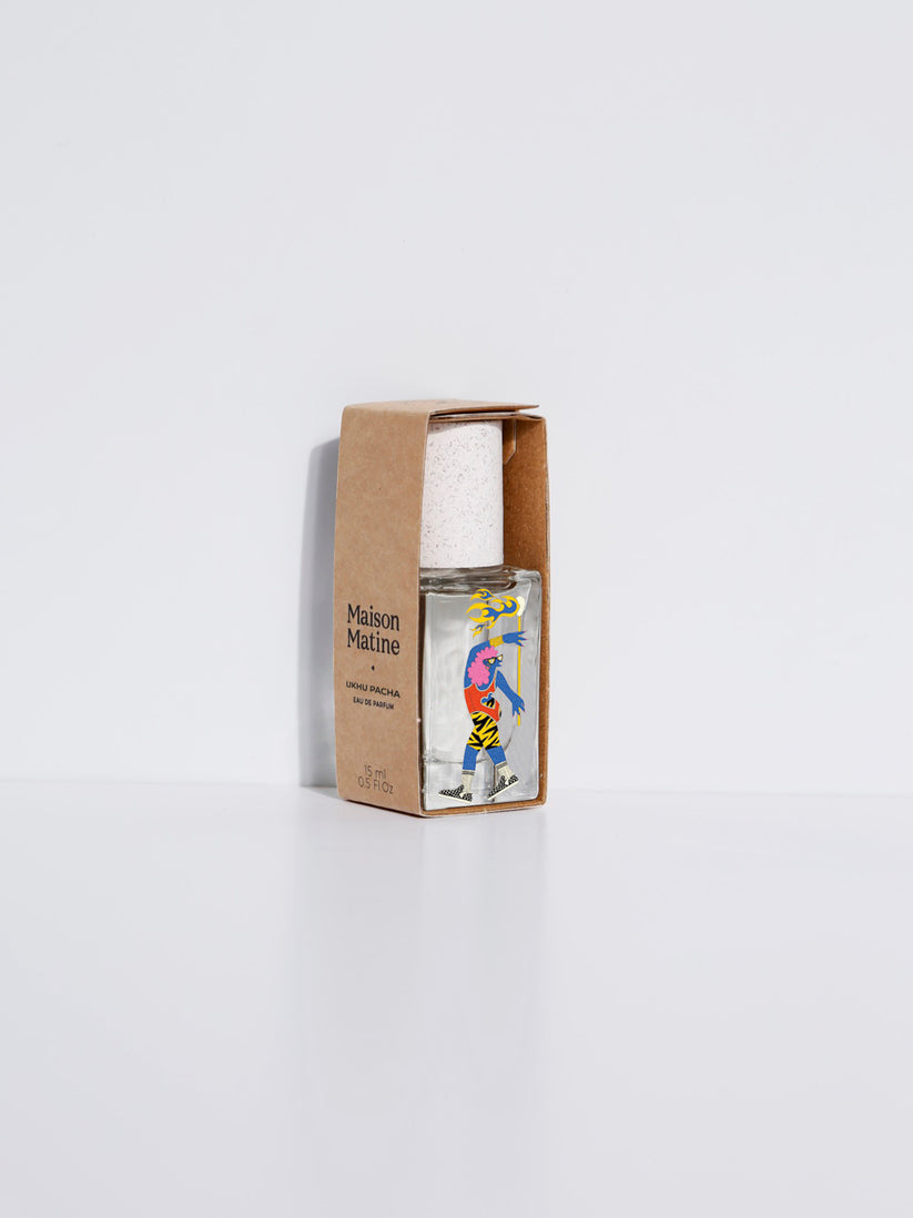 Ukhu Pacha eau de parfum 15 ml box with bottle and illustrated label