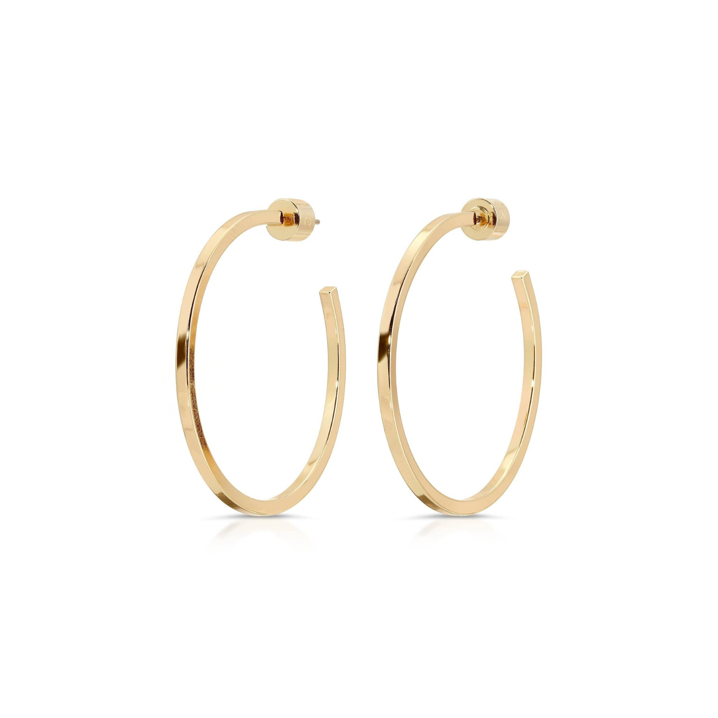 Gold square wire hoop earrings, 1.5-in