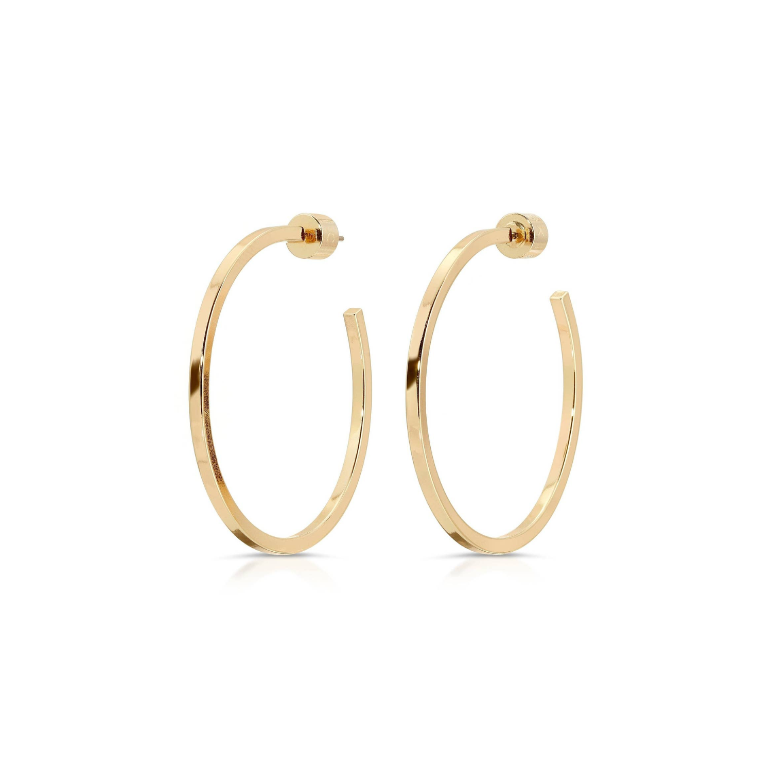 Gold square wire hoop earrings, 1.5-in
