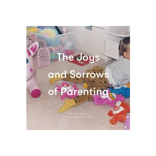 Parenting book cover with baby toys and title text