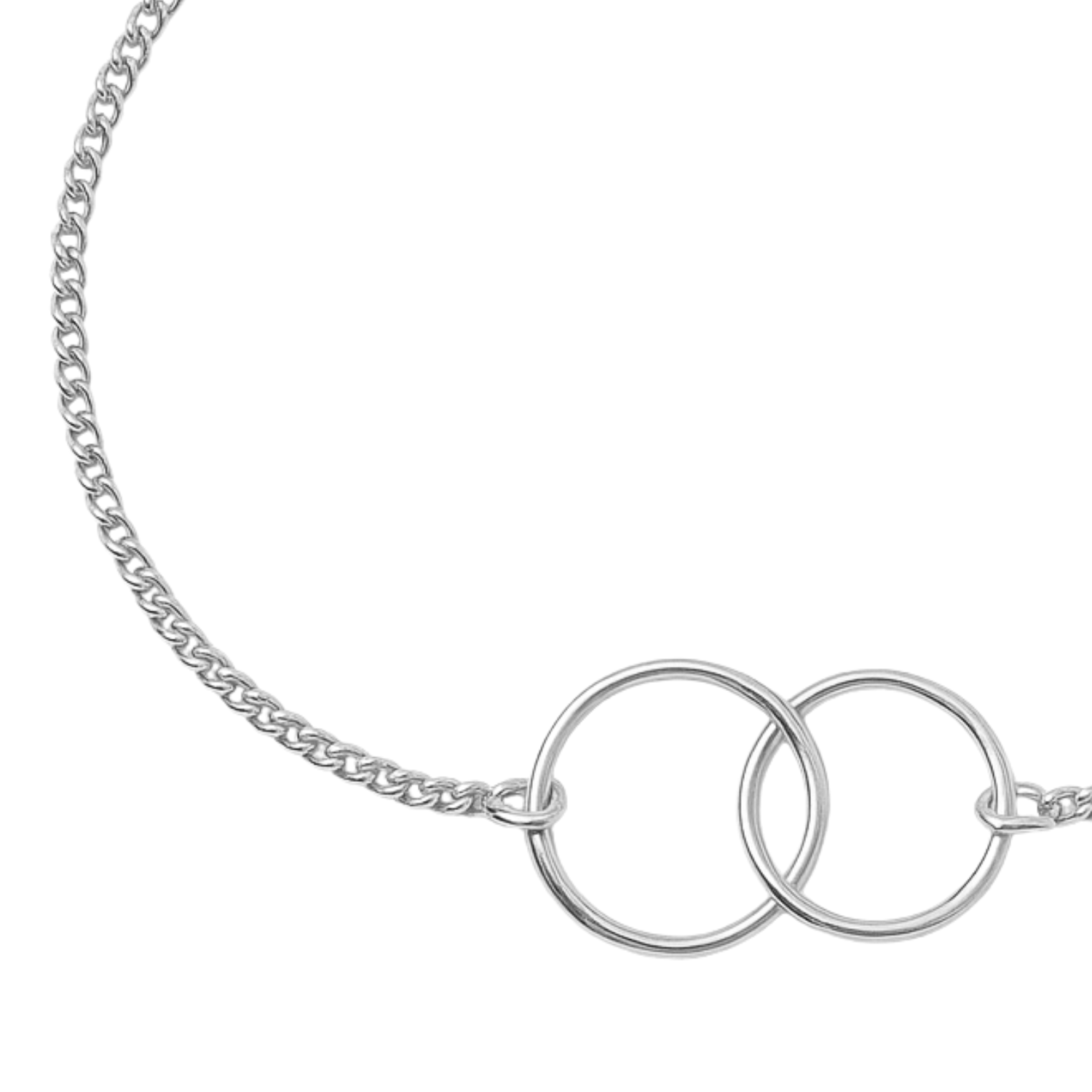 Sterling silver chain bracelet with two overlapping double circle links