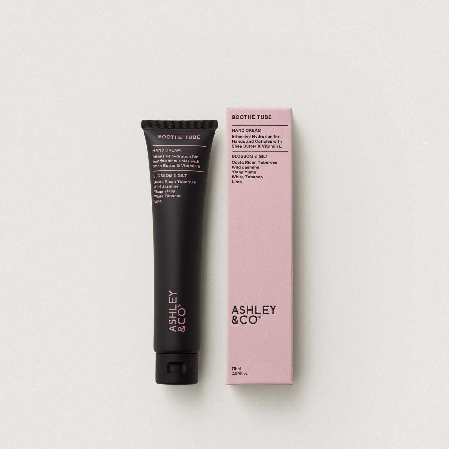 Soothe Tube hand cream lotion, pink squeeze tube with matching pink box