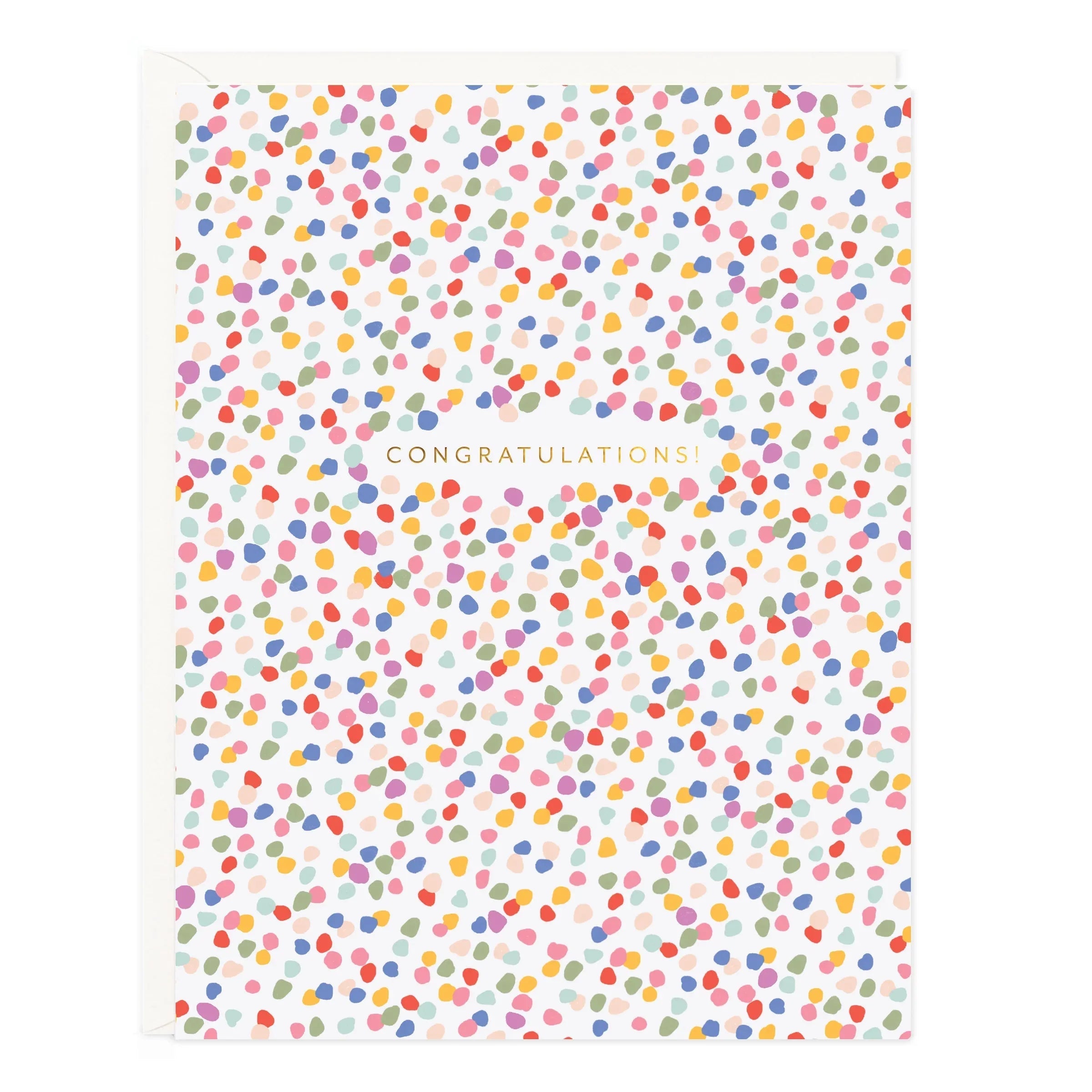 Congrats dots card with colorful polka dots and "CONGRATULATIONS!" message