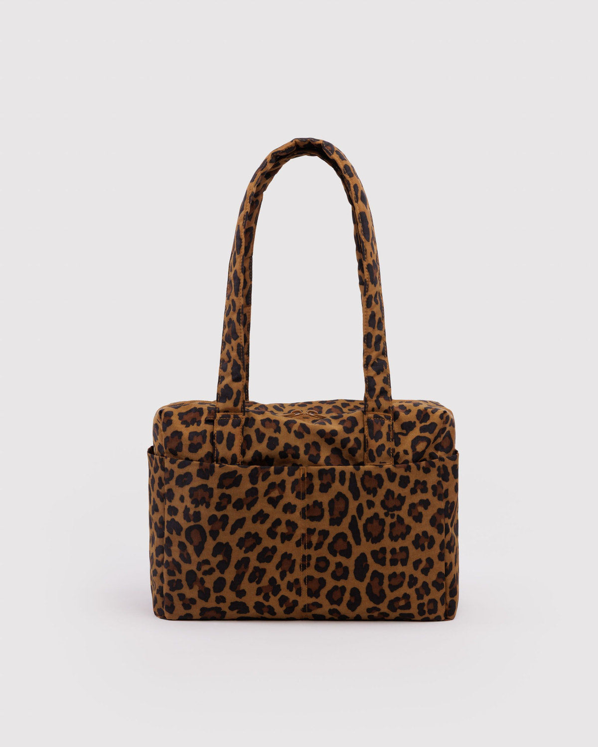 Leopard-print cloud tote bag with two top handles and front pocket