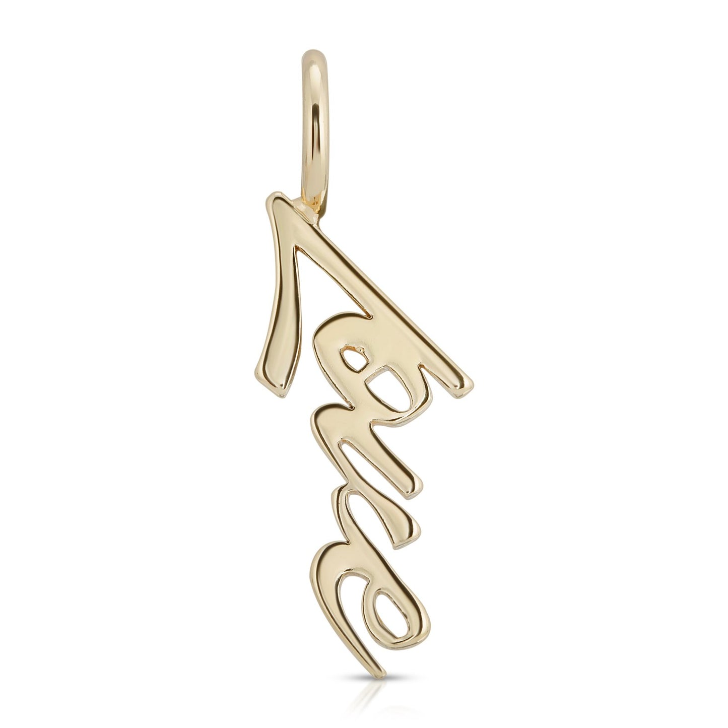 Gold-tone script "love" pendant with top loop bail