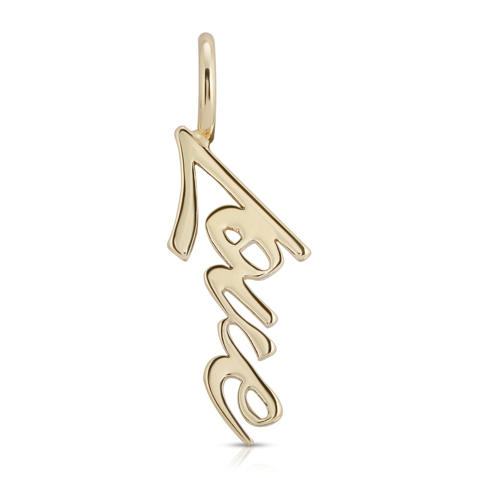 Gold-tone script "love" pendant with top loop bail