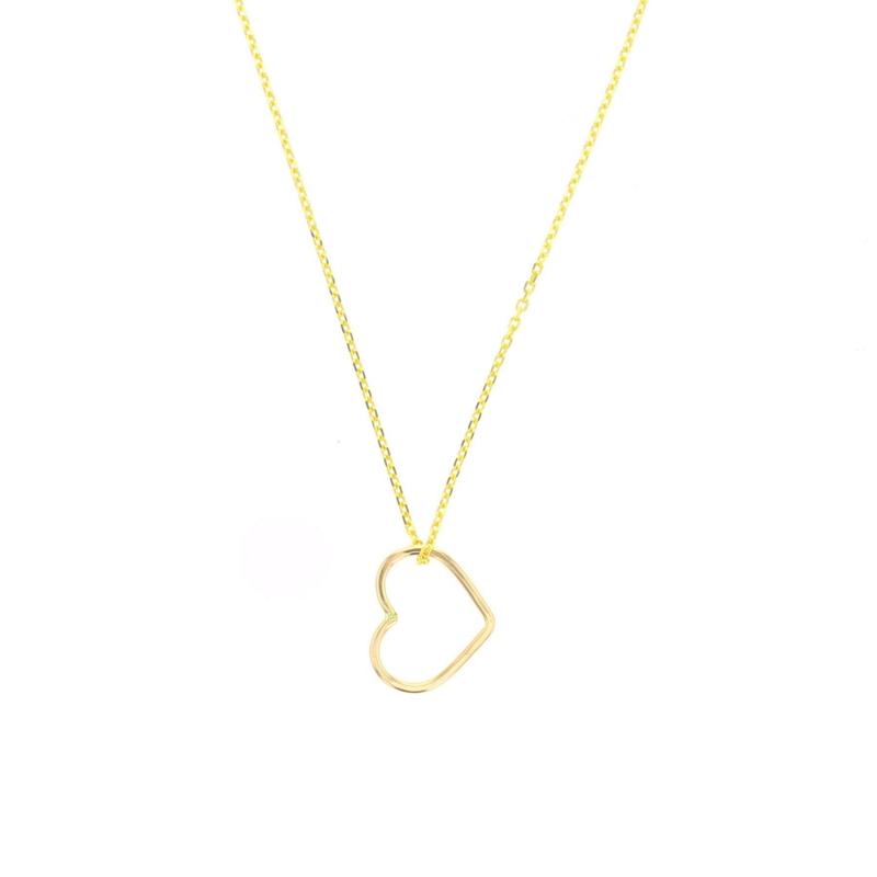 Gold filled heart pendant necklace with thin chain