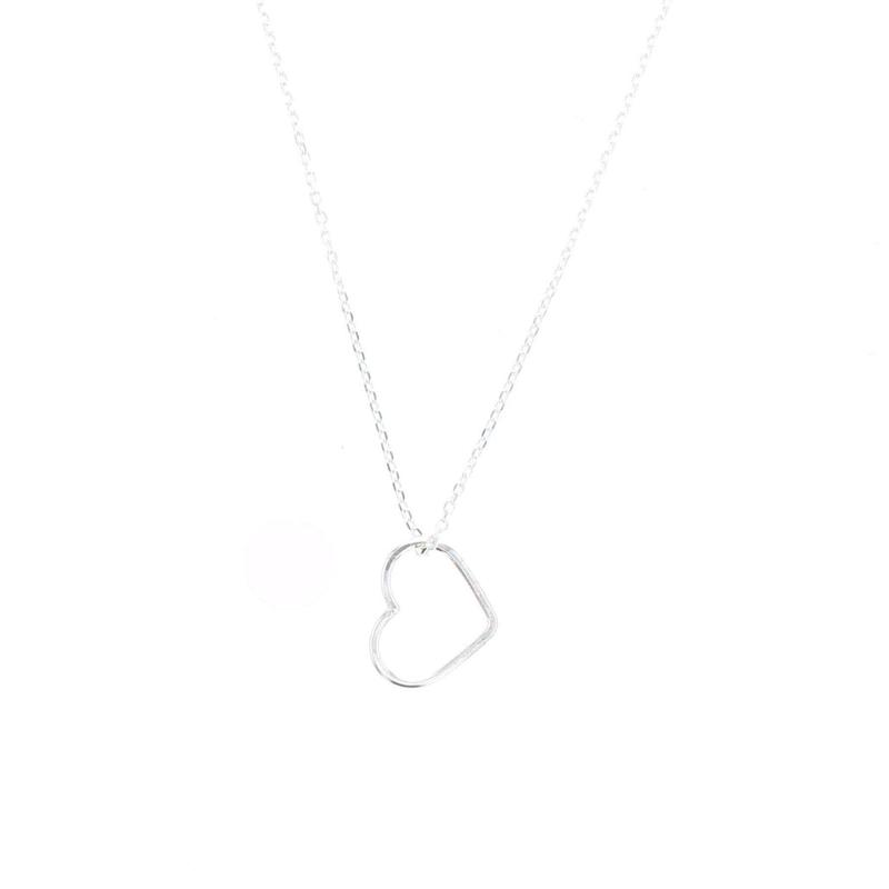 Sterling silver heart pendant necklace with slim chain