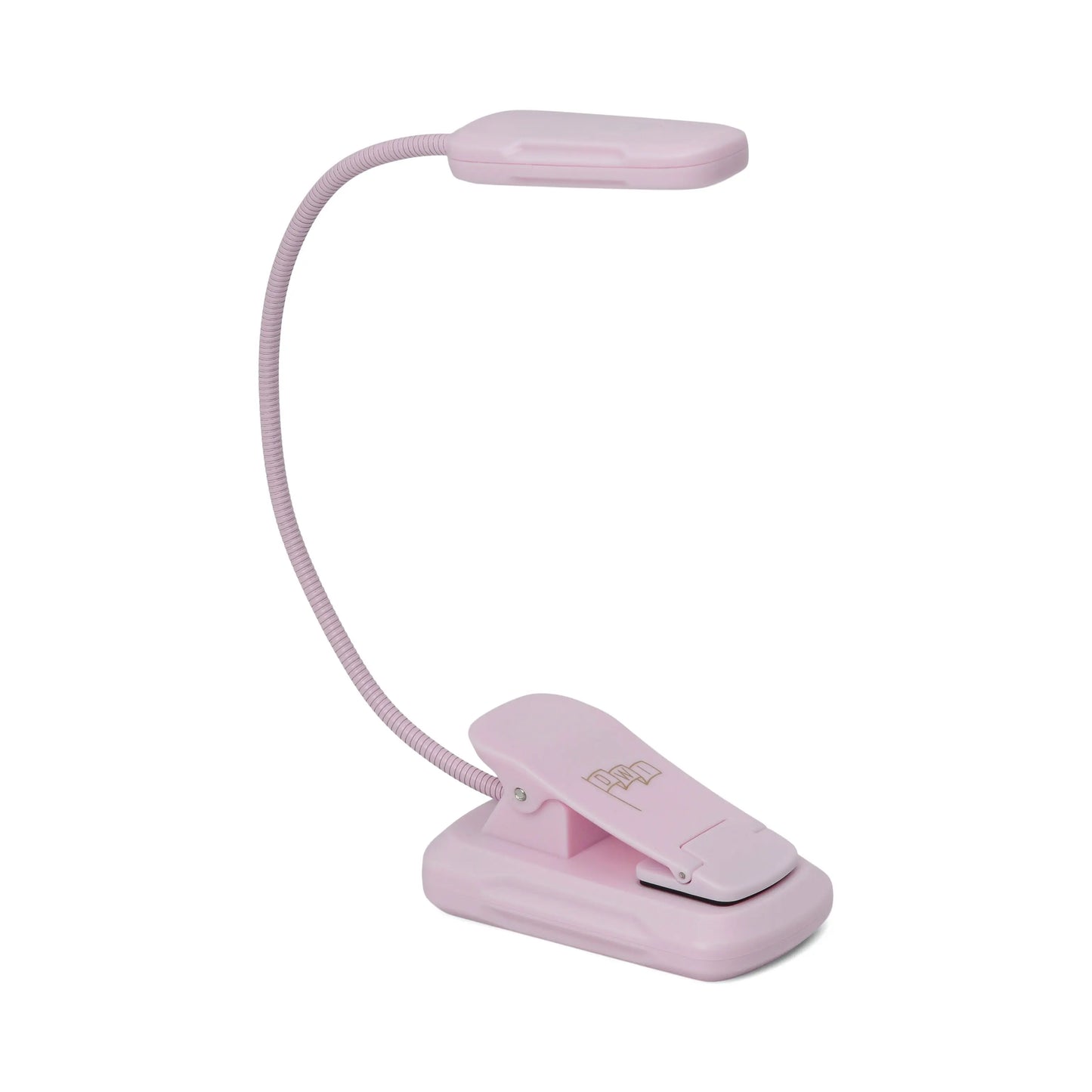 Lilac book light with flexible gooseneck and clip base