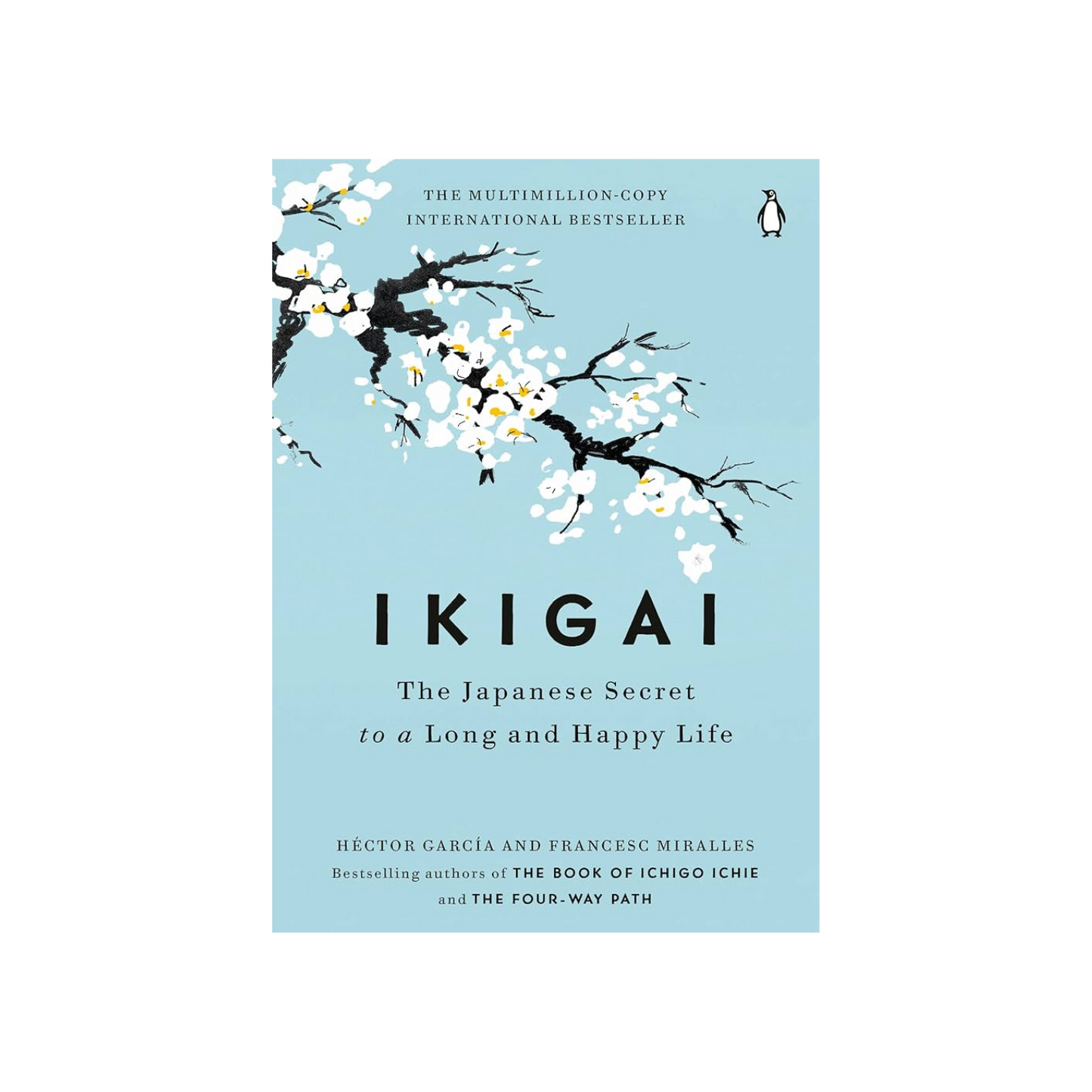 Ikigai book cover with illustrated cherry blossoms and text 'The Japanese Secret'.