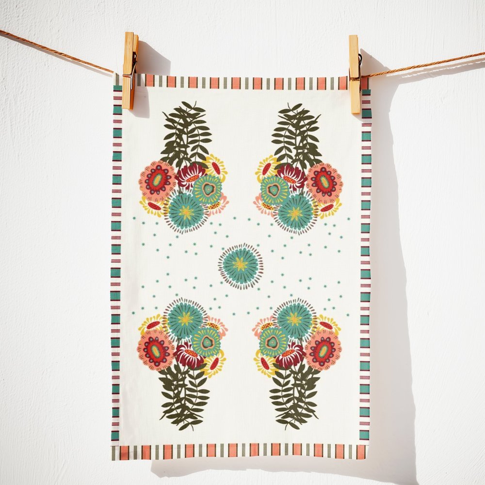 Cotton Kitchen Towel - Cleo Quad