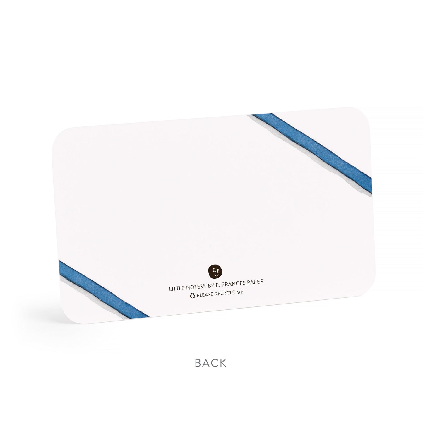 Blue bow notes gift set back with small printed text and blue ribbon edges