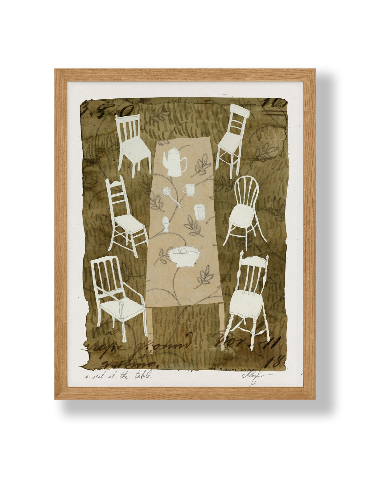 A Seat At the Table Print - 8.5 x 11 Framed White