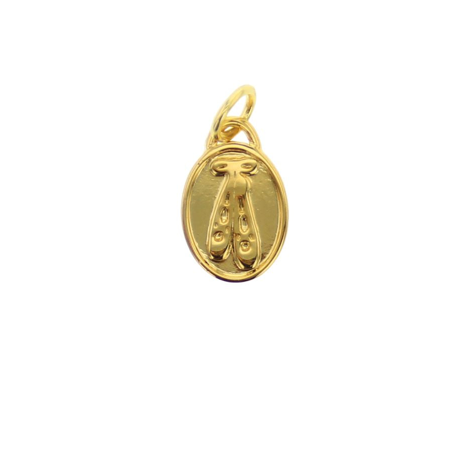 Gold-tone ballet slipper charm pendant with loop bail